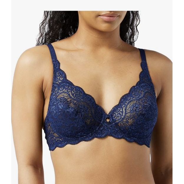 Triumph 70F mėlyna su baltais nėriniais soft liemenėlė Amourette Charm W