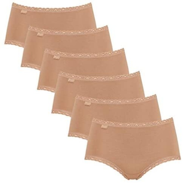 Sloggi 46(XXXL) dydžio moteri&scaron;kos rudos spalvos kelnaitės 24/7 Cotton Lace Hipster C3P