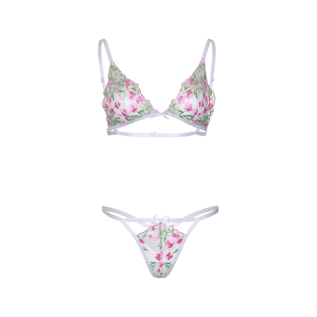 Leg Avenue balta seksuali liemėnėlė su stringais Floral