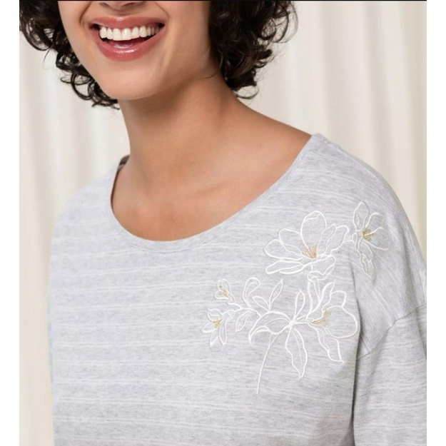 Triumph 38(M) 40(L) 42(XL) 44(XXL) &scaron;viesiai pilkos spalvos  medvilniniai naktinukai ilgomis rankovėmis Nightdresses NDK LSL 10 X