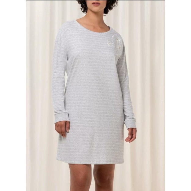 Triumph 38(M) 40(L) 42(XL) 44(XXL) &scaron;viesiai pilkos spalvos  medvilniniai naktinukai ilgomis rankovėmis Nightdresses NDK LSL 10 X