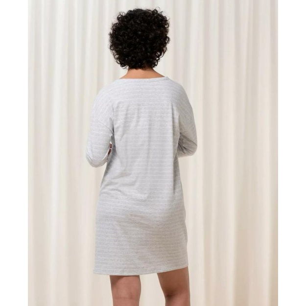 Triumph 38(M) 40(L) 42(XL) 44(XXL) &scaron;viesiai pilkos spalvos  medvilniniai naktinukai ilgomis rankovėmis Nightdresses NDK LSL 10 X