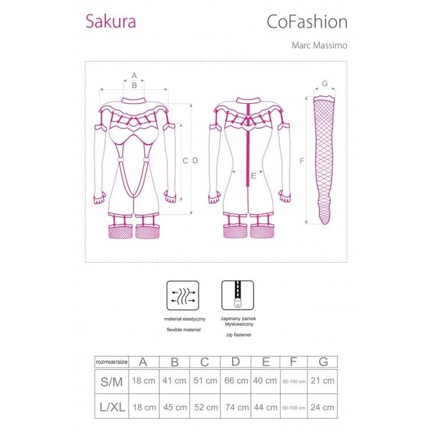 LivCo dbsm juoda viso kūno kojinė Sakura