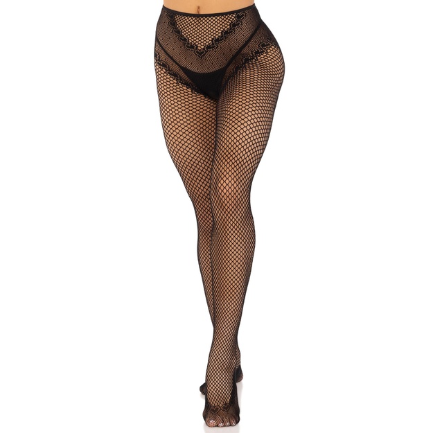 Leg Avenue seksualios juodos kojinės su diržu 9709
