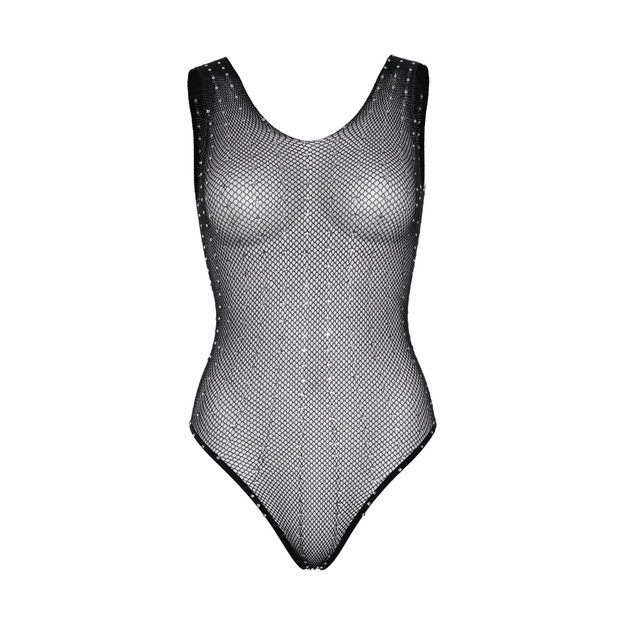 Leg Avenue juodas seksualus atviras bodis Rhinestone