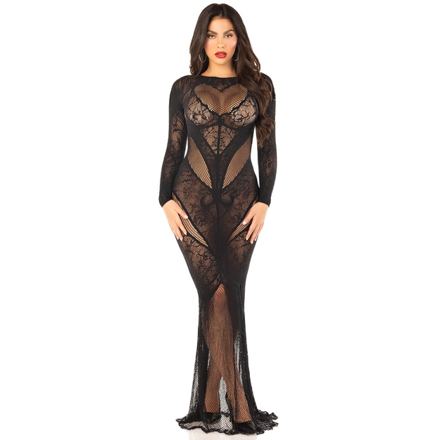 Leg Avenue juoda perregima suknelė su stringais