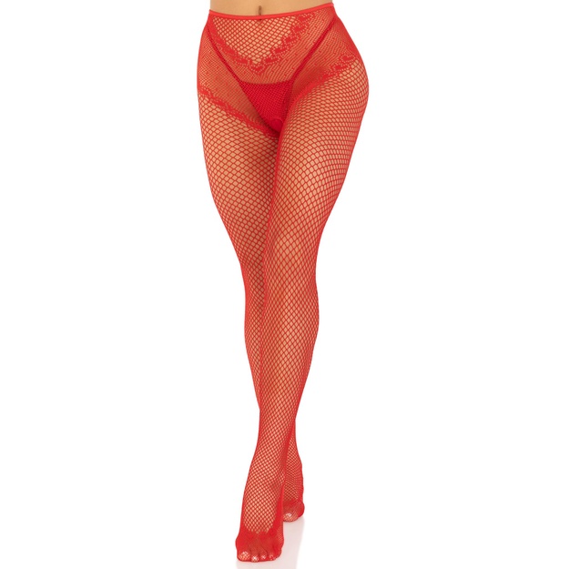 Leg Avenue seksualios raudonos kojinės su diržu 9709