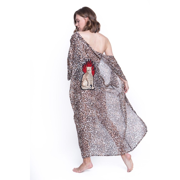 ShaSha leopardinio ra&scaron;to paplūdimio kimono Burning cat
