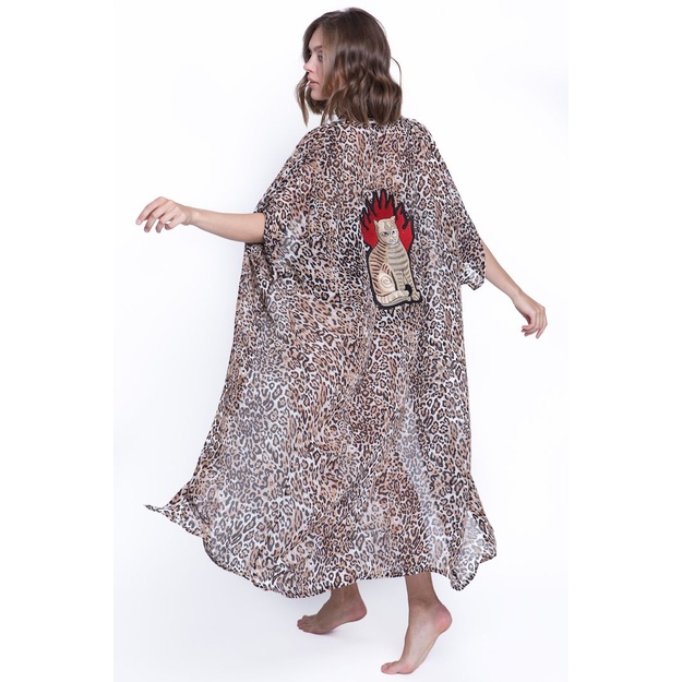 ShaSha leopardinio ra&scaron;to paplūdimio kimono Burning cat