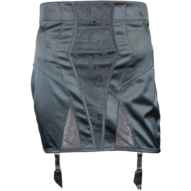 Triumph 44(XXL) dydžio juodos spalvos formuojantis liekninantis apatinis sijonas su prisegamais kojinių dirželiais   Vintage Satin Skirt 